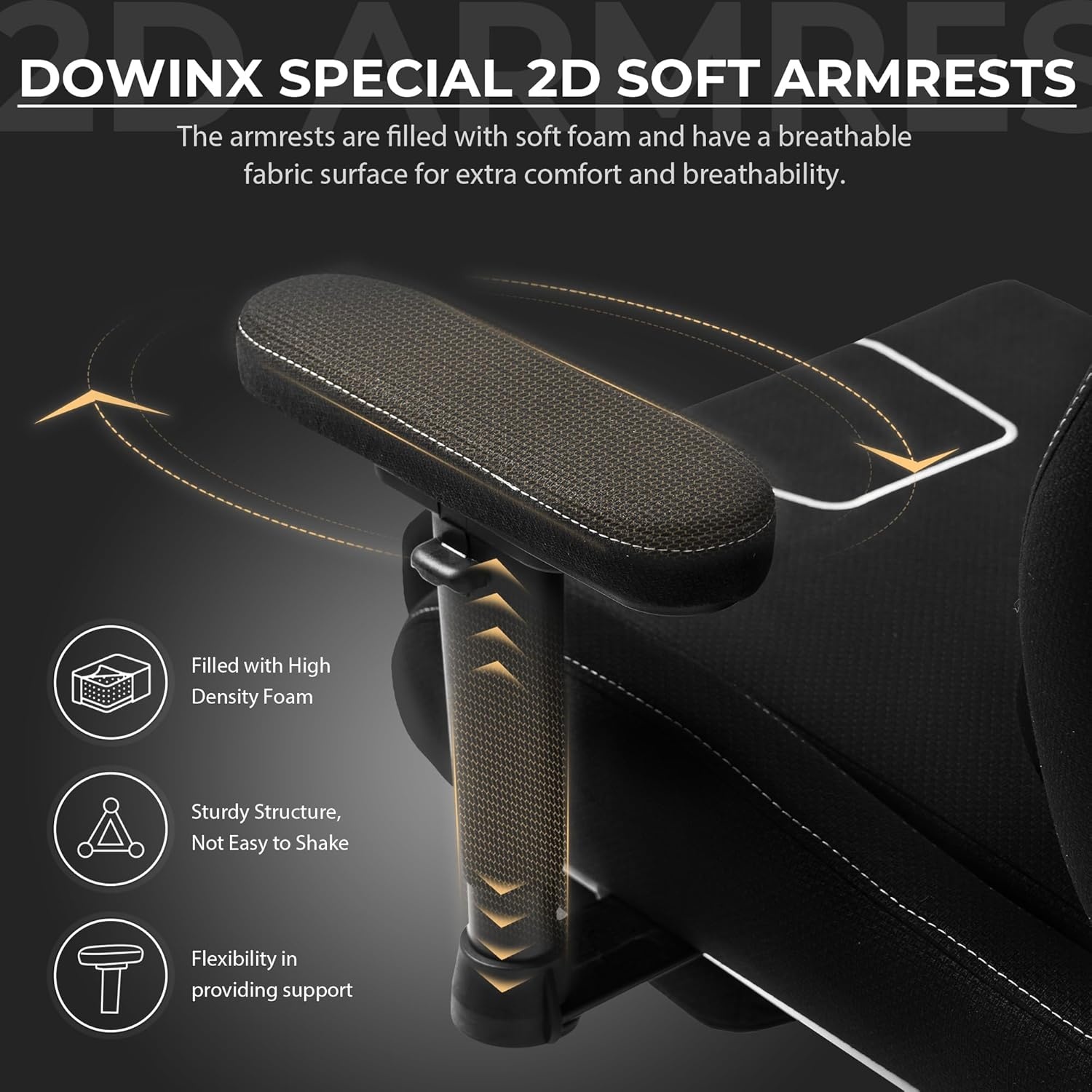 image:imageDowinx Gaming Chair with Pocket Spring Cushion Breathable Fabric Ergonomic Office Chair with Footrest amp Massage Lumbar Support Comfortable Reclining Chair for Long Hours Sitting 350LBS BlackBlack