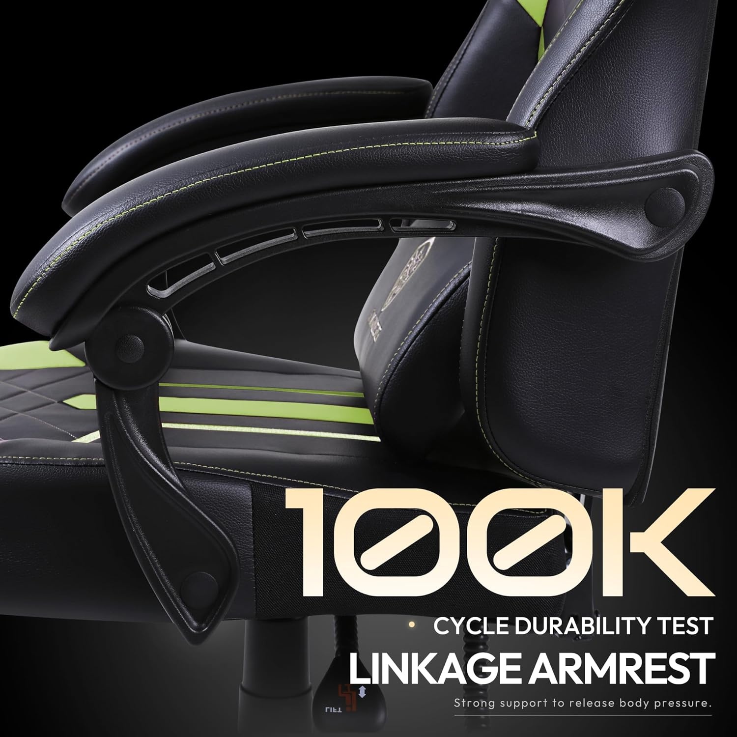 image:imageDowinx Gaming Chair with Pocket Spring Cushion Ergonomic Computer Chair High Back Reclining Game Chair Pu Leather 350LBS Green