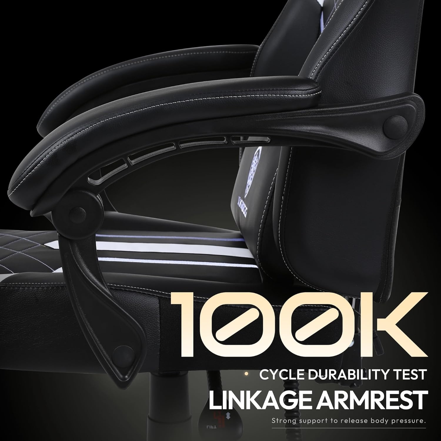 image:imageDowinx Gaming Chair with Pocket Spring Cushion Ergonomic Computer Chair High Back Reclining Game Chair Pu Leather 350LBS White