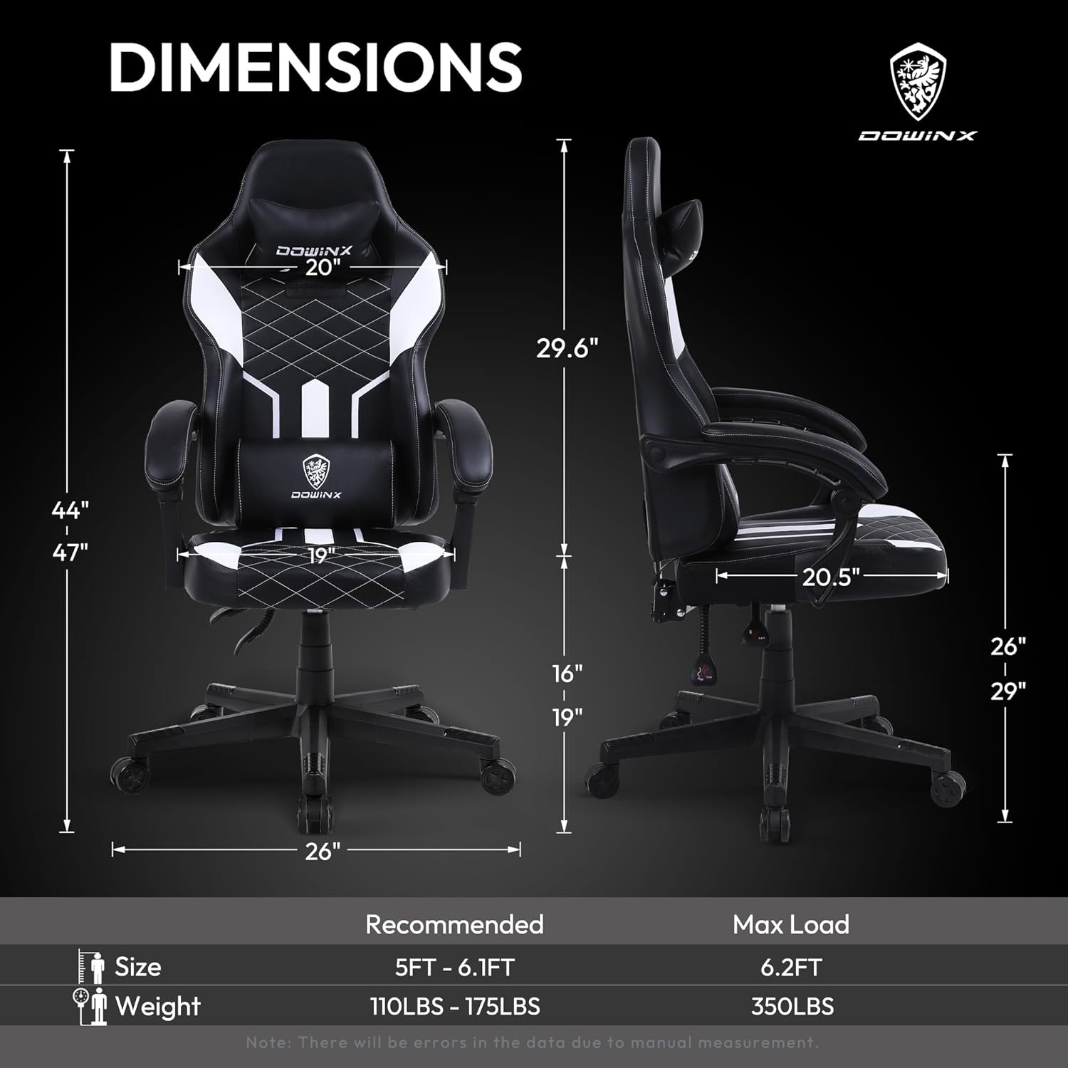 image:imageDowinx Gaming Chair with Pocket Spring Cushion Ergonomic Computer Chair High Back Reclining Game Chair Pu Leather 350LBS White
