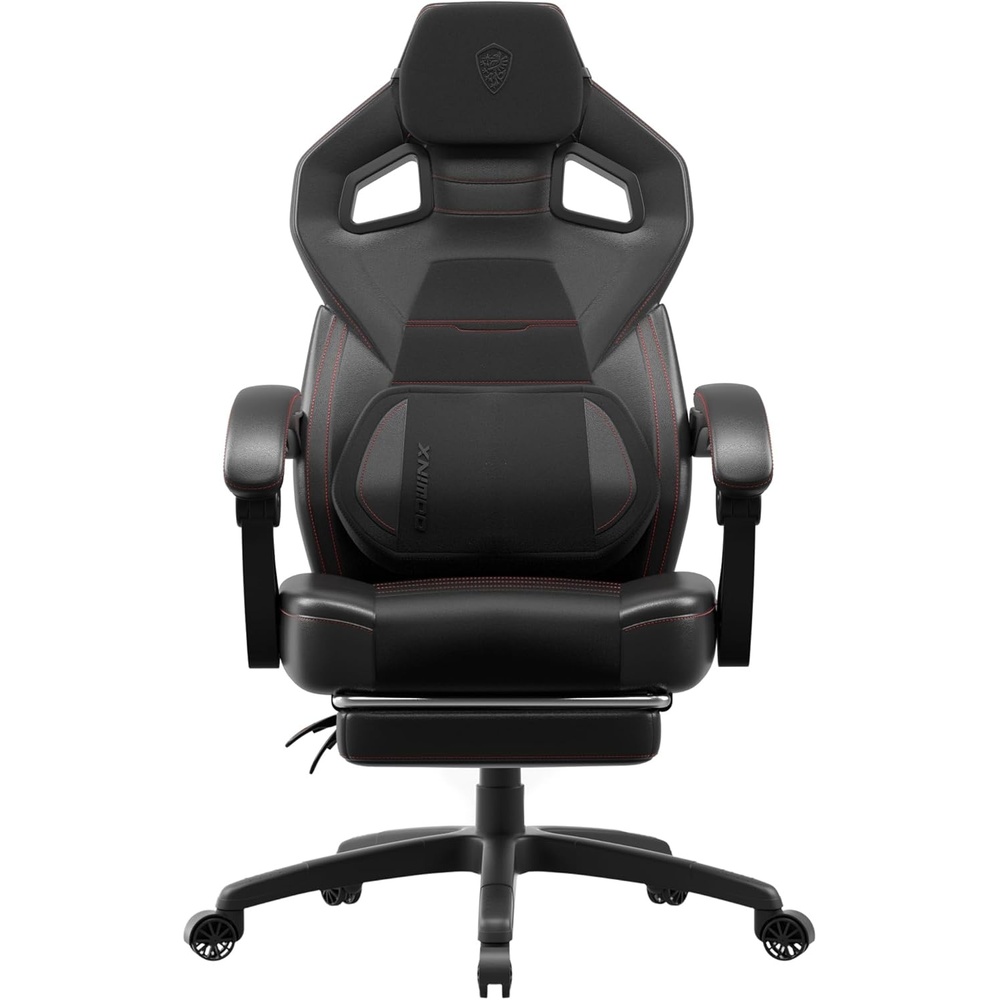 image:imageDowinx Fabric Gaming Chair with Footrest 350lb Big and Tall Gamer Chair Wide Seat Ergonomic Computer Chair with Lumbar Massage Support Wide Back Office Chair for Heavy People BlackBlack