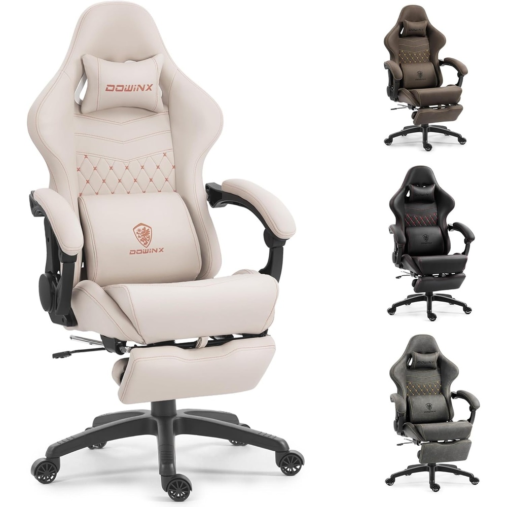 image:imageDowinx Gaming Chair Big and Tall Ergonomic PC Gaming Chair with Footrest amp Massage Racing Style Reclining Computer Chair for Adults 400LBS Capacity Heavy Duty Gamer Chair BlackWhite