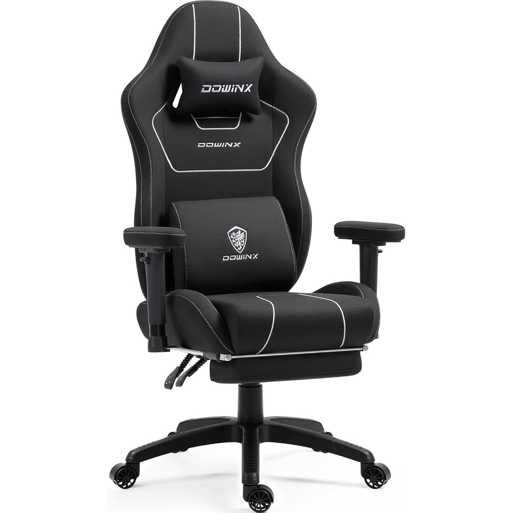 image:imageDowinx Gaming Chair with Pocket Spring Cushion Breathable Fabric Ergonomic Office Chair with Footrest amp Massage Lumbar Support Comfortable Reclining Chair for Long Hours Sitting 350LBS BlackBlack
