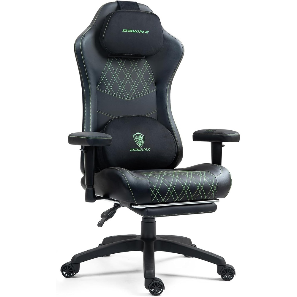 image:imageDowinx Heated Massage Gaming Chair for Adults Ergonomic Gamer Chair with SofaGrade Pocket Spring Cushion and with Lumbar Support Reclining Computer Chair with Adjustable Footrest Black Green