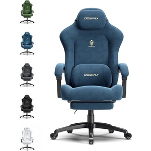 image:imageDowinx Big and Tall Gaming Chair Suede Fabric Game Chair with Pocket Spring Cushion High Back Gamer Chair Ergonomic with Footrest for Adults Office 440LBS WhiteBlue