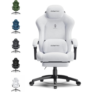 image:imageDowinx Big and Tall Gaming Chair Suede Fabric Game Chair with Pocket Spring Cushion High Back Gamer Chair Ergonomic with Footrest for Adults Office 440LBS WhiteWhite