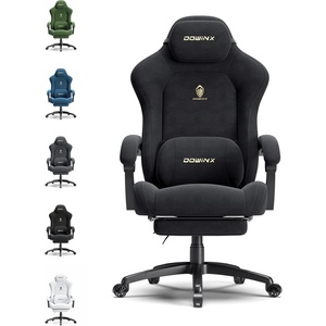 image:imageDowinx Big and Tall Gaming Chair Suede Fabric Game Chair with Pocket Spring Cushion High Back Gamer Chair Ergonomic with Footrest for Adults Office 440LBS WhiteBlack