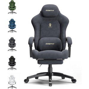 image:imageDowinx Big and Tall Gaming Chair Suede Fabric Game Chair with Pocket Spring Cushion High Back Gamer Chair Ergonomic with Footrest for Adults Office 440LBS WhiteGrey