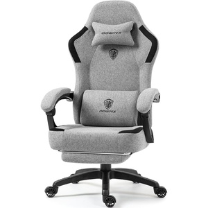 image:imageDowinx Fabric Gaming Chair with Pocket Spring CushionBreathable Computer Chair with Massage Lumbar Support and FootrestHigh Back Game Office Chair for AdultGrey