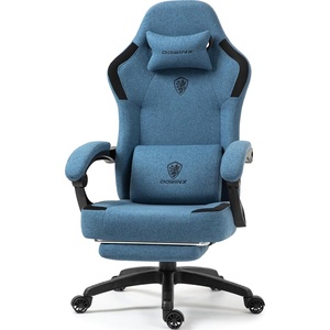 image:imageDowinx Fabric Gaming Chair with Pocket Spring CushionBreathable Computer Chair with Massage Lumbar Support and FootrestHigh Back Game Office Chair for AdultDark Blue