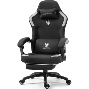 image:imageDowinx Fabric Gaming Chair with Pocket Spring CushionBreathable Computer Chair with Massage Lumbar Support and FootrestHigh Back Game Office Chair for AdultBlack