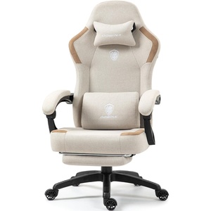 image:imageDowinx Fabric Gaming Chair with Pocket Spring CushionBreathable Computer Chairs with Massage Lumbar Support and FootrestHigh Back Game Office Chair for AdultBeige