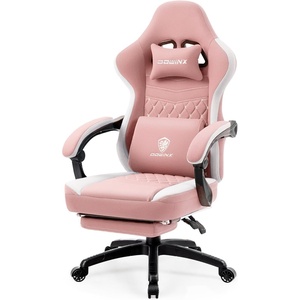 image:imageDowinx Gaming Chair Breathable Fabric Game Chair with Gel Pad and Storage Bag Comfortable Gamer Chair with Pocket Spring Cushion Ergonomic Computer Chair with Footrest GreenPink