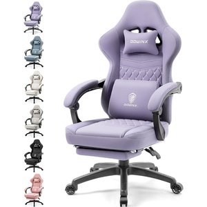 image:imageDowinx Gaming Chair Breathable Fabric Game Chair with Gel Pad and Storage Bag Comfortable Gamer Chair with Pocket Spring Cushion Ergonomic Computer Chair with Footrest GreenPurple