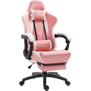 image:imageDowinx Gaming Chair Ergonomic Racing Style Recliner with Massage Lumbar Support Office Armchair for Computer PU Leather ESports Gamer Chairs with Footrest PinkampWhite