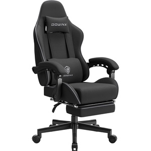 image:imageDowinx Gaming Chair Fabric with Pocket Spring Cushion Massage Game Chair Cloth with Headrest Ergonomic Computer Chair with Footrest 290LBS GreyBlack