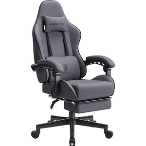 image:imageDowinx Gaming Chair Fabric with Pocket Spring Cushion Massage Game Chair Cloth with Headrest Ergonomic Computer Chair with Footrest 290LBS GreyDark Grey