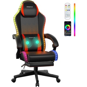 image:imageDowinx Gaming Chair LED Game Chair with Massage Lumbar Support and Footrest  Ergonomic Computer Chair with Adjustable Height for Adults and Teens Red