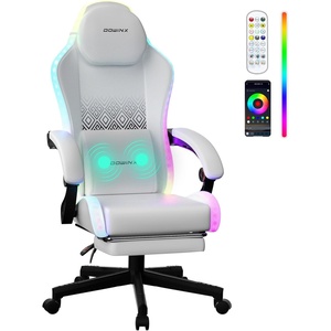image:imageDowinx Gaming Chair LED Game Chair with Massage Lumbar Support and Footrest  Ergonomic Computer Chair with Adjustable Height for Adults and Teens White