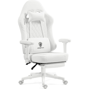 image:imageDowinx Gaming Chair with Pocket Spring Cushion Massage Gamer Chair Pu Leather with Lumbar Support Ergonomic Computer Office with Footrest 300lbs for Adult White