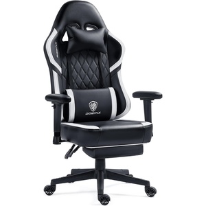 image:imageDowinx Gaming Chair with Pocket Spring Cushion Massage Gamer Chair Pu Leather with Lumbar Support Ergonomic Computer Office with Footrest 300lbs for Adult Black White