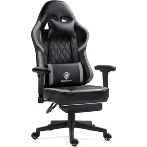 image:imageDowinx Gaming Chair with Pocket Spring Cushion Massage Gamer Chair Pu Leather with Lumbar Support Ergonomic Computer Office with Footrest 300lbs for Adult Black Grey