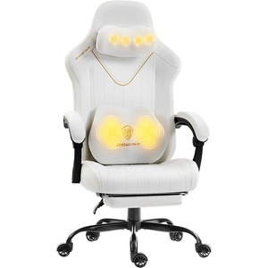 image:imageDowinx Gaming Video Gaming Chair with Shiatsu Neck Massage and Lumbar Support for Home Office High Back Recliner Height Adjustable Ergonomic Comfy Leather Computer Desk Chair BlackIvory