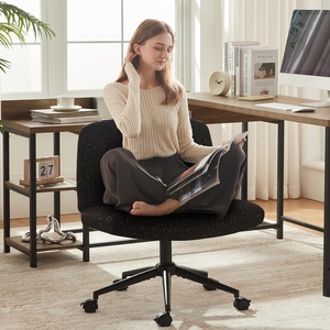 image:imageDowinx Criss Cross Chair with Wheels Preminum Fabric and Pocket Spring Cushion Adjustable Swivel Wide Seat Computer Chair Morden Design Vanity Chair WhiteAll Black