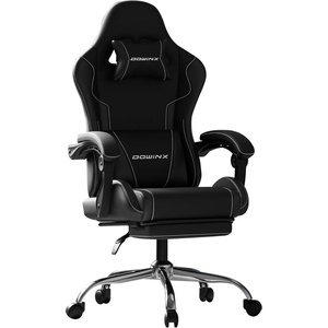image:imageErgonomic Gaming Chair with Footrest Heavy Duty 330lbs Office Chair Massage Lumbar Support Adjustable Height amp Headrest Pillow Comfortable for Back Pain Relief Streaming Long Gaming Black