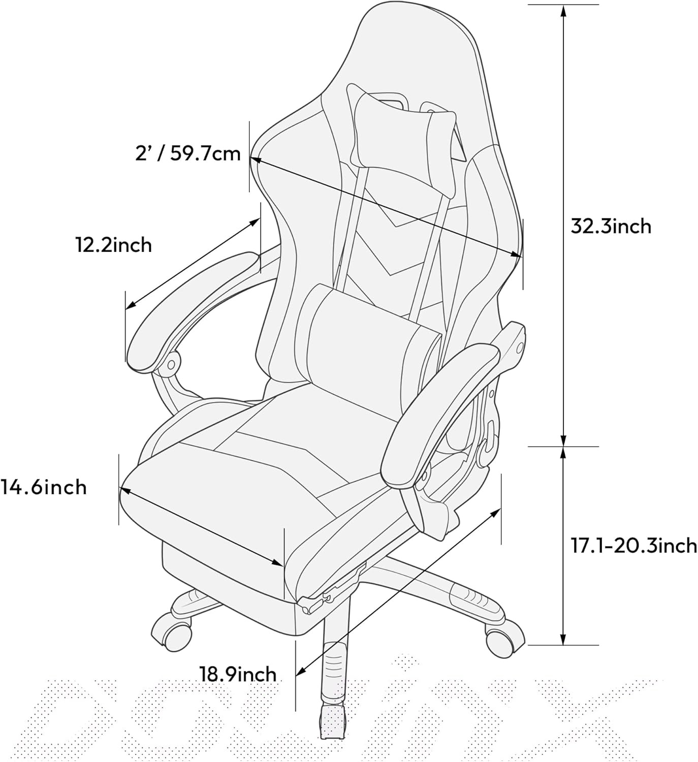 image:imageDowinx Gaming Chair Ergonomic Racing Style Recliner with Massage Lumbar Support Office Armchair for Computer PU Leather ESports Gamer Chairs with Footrest BlackampPurple