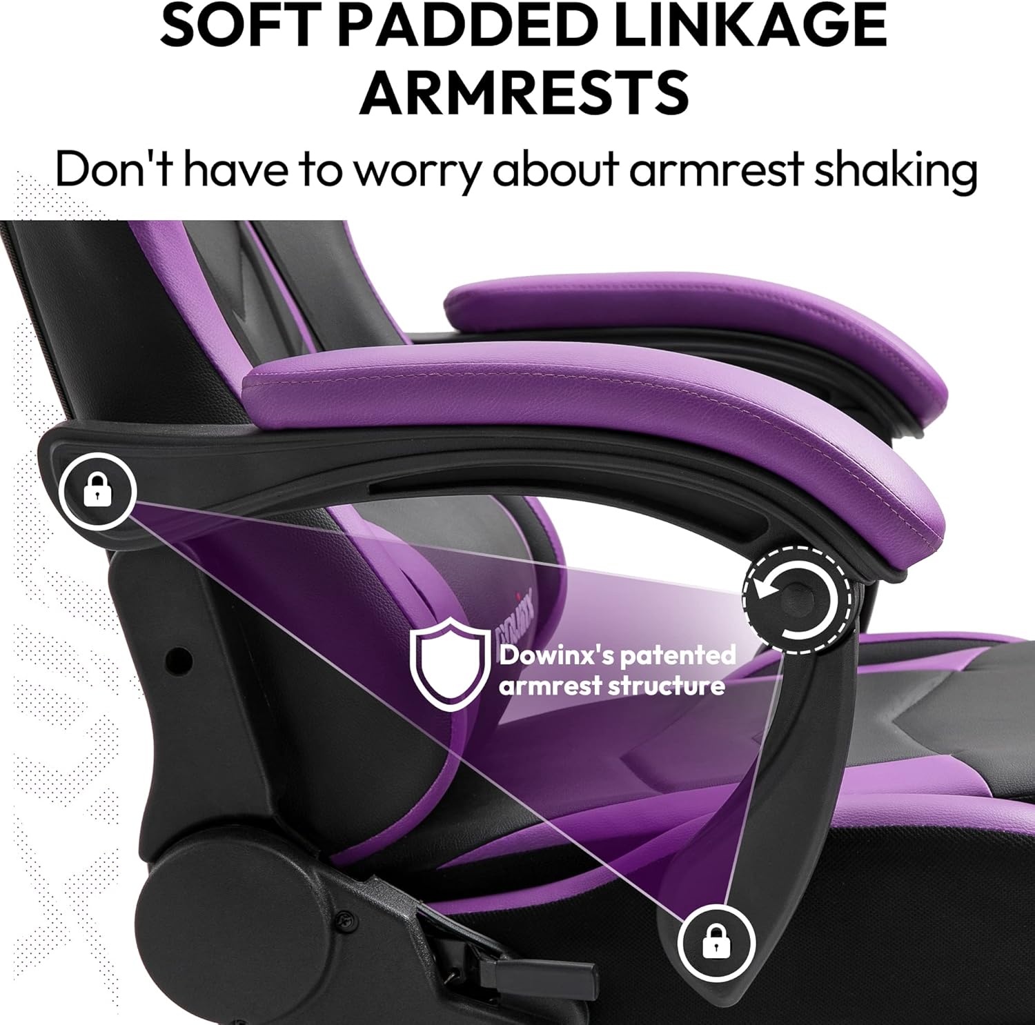 image:imageDowinx Gaming Chair Ergonomic Racing Style Recliner with Massage Lumbar Support Office Armchair for Computer PU Leather ESports Gamer Chairs with Footrest BlackampPurple